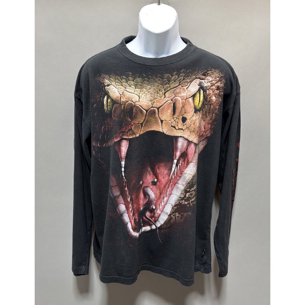 SPIRAL DIRECT BLACK RATTLE SNAKE PRINTED DOUBLE SIDED LONG SLEEVE T-SHIRT XXL